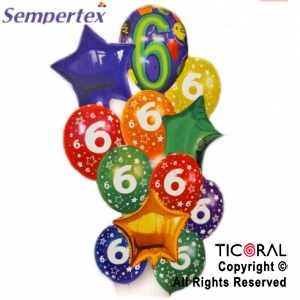 SET DE GLOBOS NUMEROS MULTICOLOR NRO 6 12 UNIDADES X 1